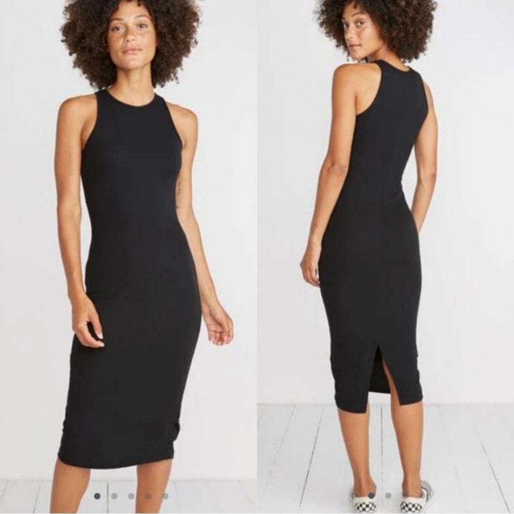 Marine Layer Lexi Daytime Ribbed Midi Tank Dress Black Large